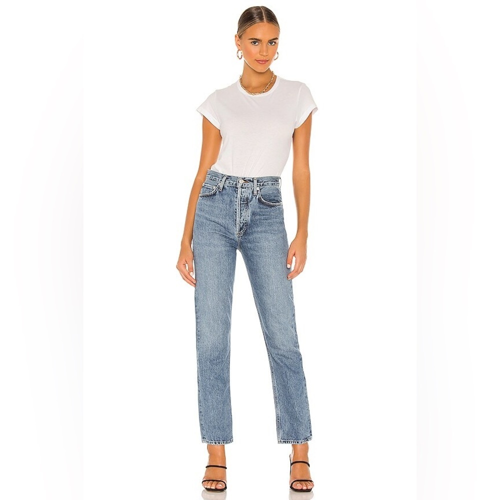 Agolde Women's Straight Leg Jeans in Light Blue Denim